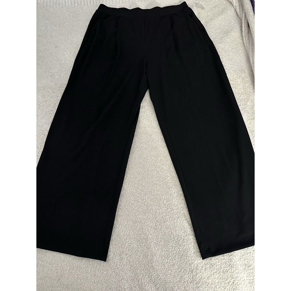 Halara High Waisted Plicated Side Pocket Wide Leg Waffle Work Pants Black